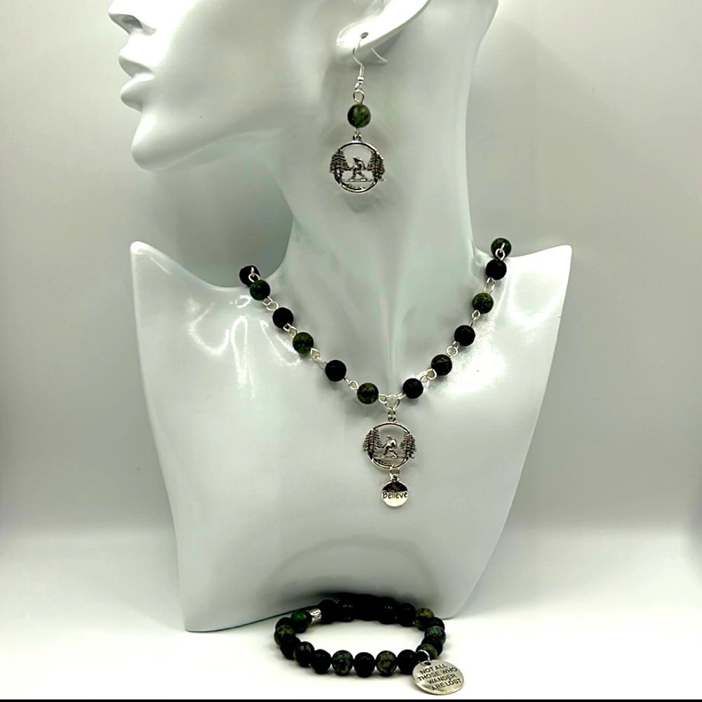 Handmade Big Foot Necklace Set with Natural African Turquoise Stones!